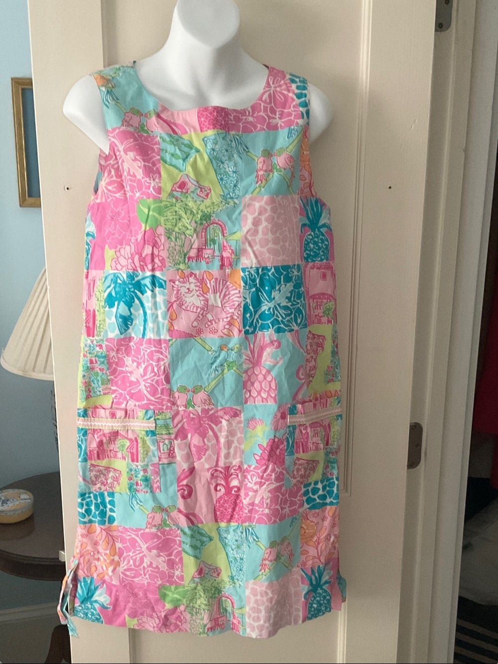 Vintage Lilly Pulitzer White Label size 10 shift in Palm Beach Patch print